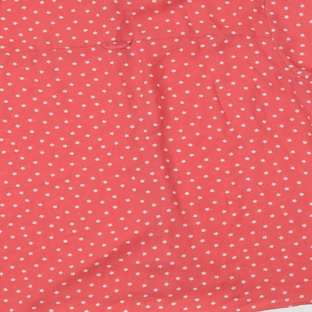 NEXT Womens Pink Geometric Polyester Basic Button-Up Size 10 Collared - Star Print