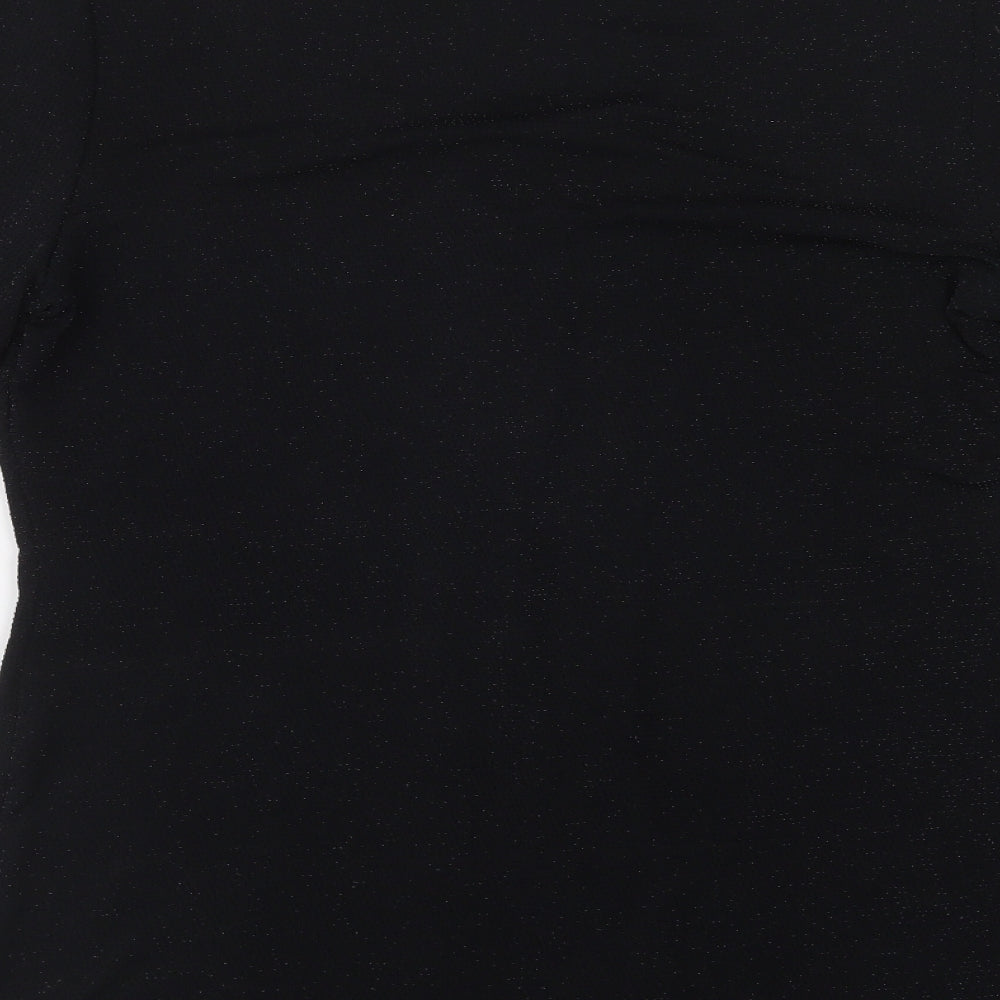 Bonmarché Womens Black Nylon Basic Blouse Size 12 V-Neck