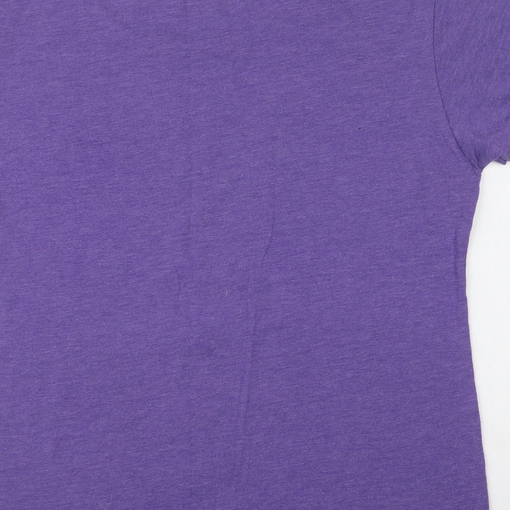 Duck Co Womens Purple Cotton Basic T-Shirt Size XL Crew Neck