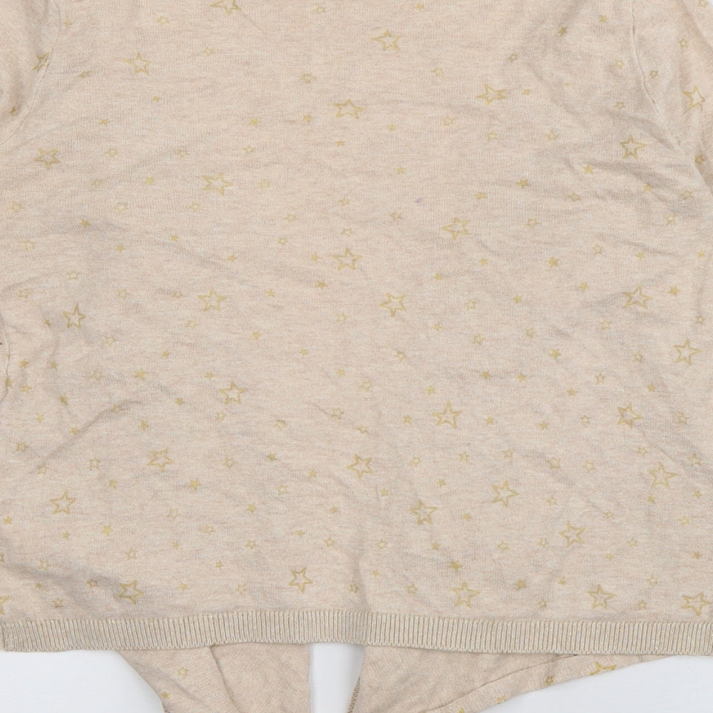 Marks and Spencer Womens Pink V-Neck Geometric Cotton Cardigan Jumper Size S - stars
