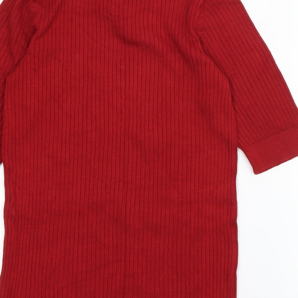 F&F Womens Red Round Neck Viscose Pullover Jumper Size 14