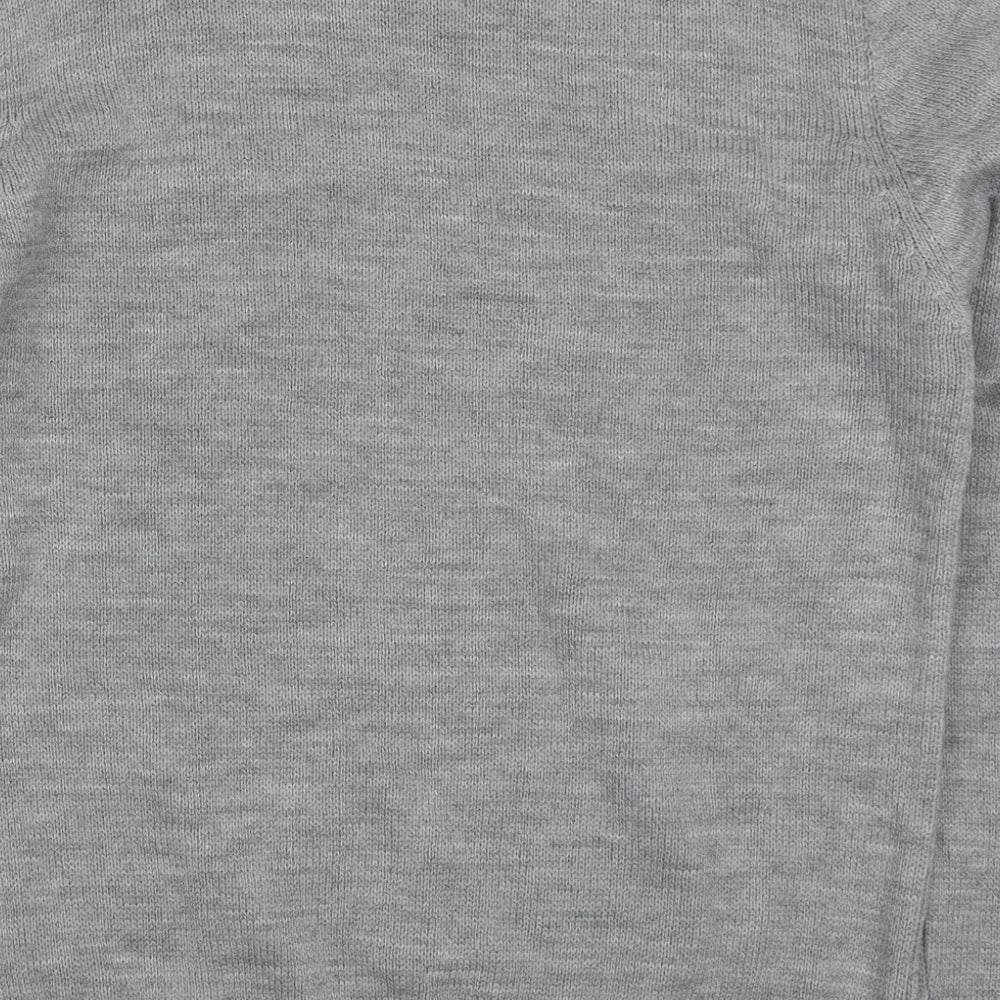 :FC Mens Grey Round Neck Acrylic Pullover Jumper Size L