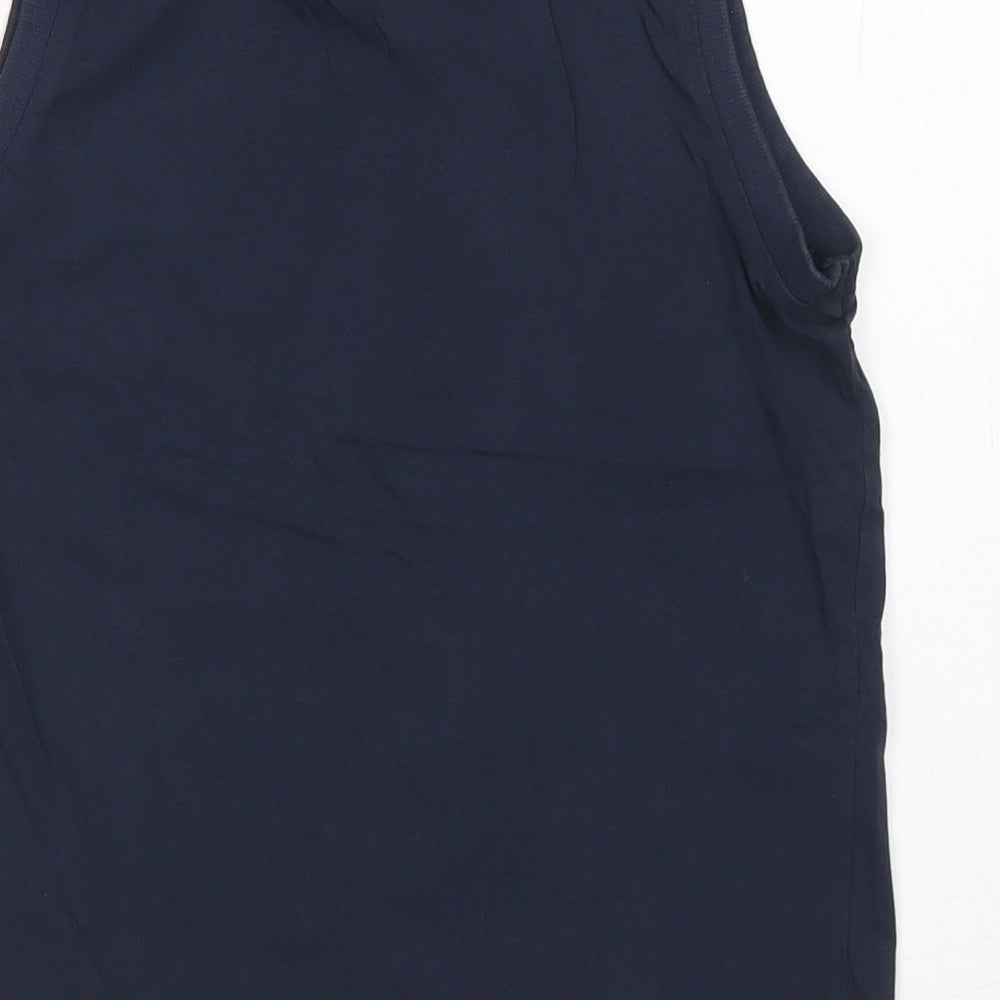 George Boys Blue Cotton Basic Tank Size 9-10 Years Crew Neck