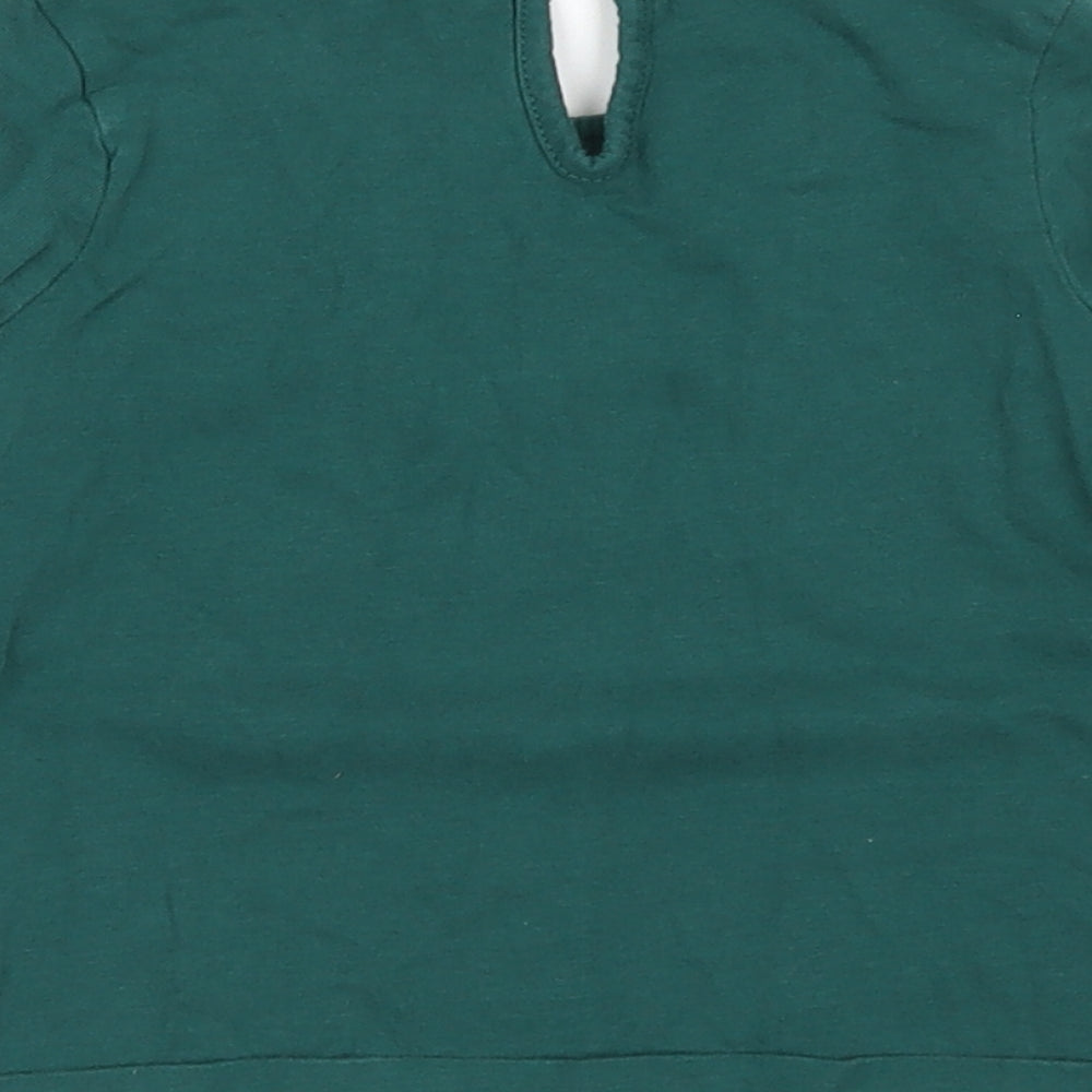 George Girls Green Cotton Basic T-Shirt Size 3-4 Years Collared Button