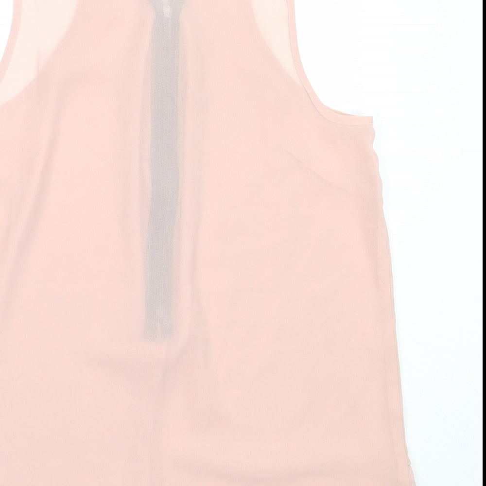 Topshop Womens Pink Polyester Basic Blouse Size 12 V-Neck