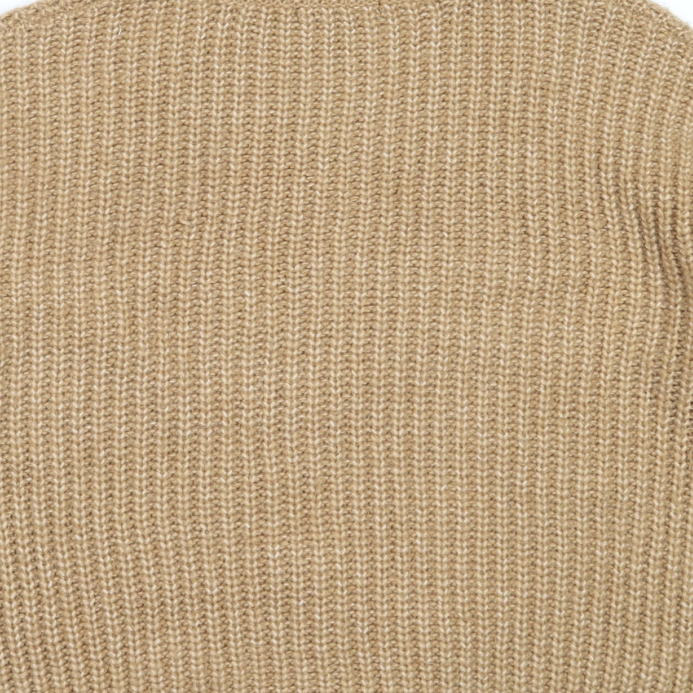 157 Womens Beige Roll Neck Acrylic Pullover Jumper Size M