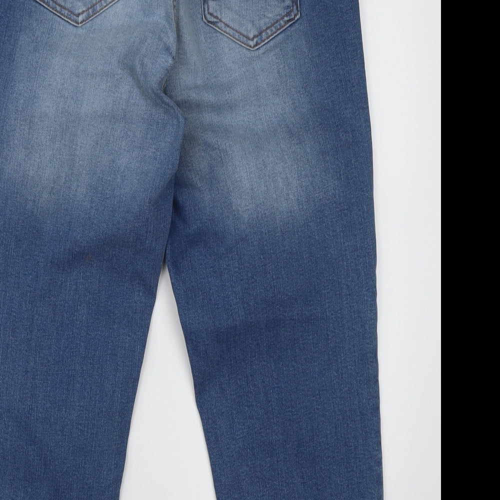 Select Womens Blue Cotton Cropped Jeans Size 10 L24 in Regular Button