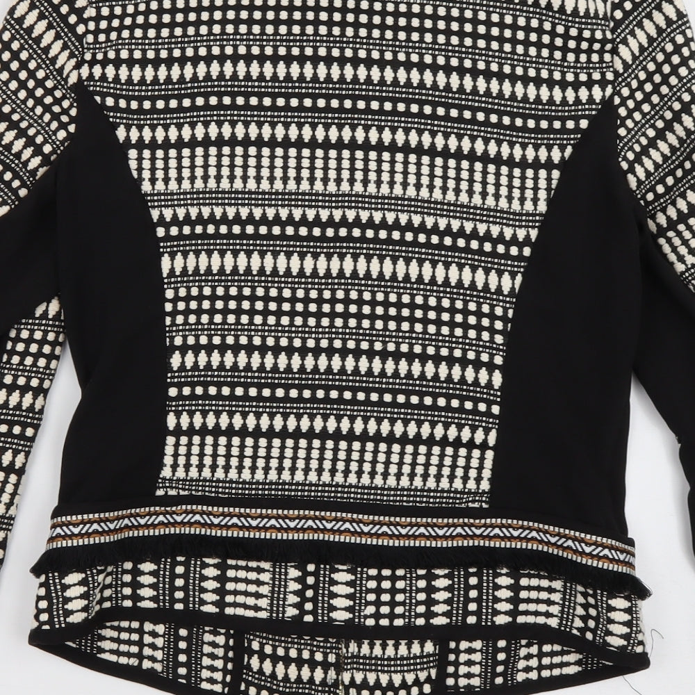 H&M Womens Black Geometric Jacket Size 6 Zip