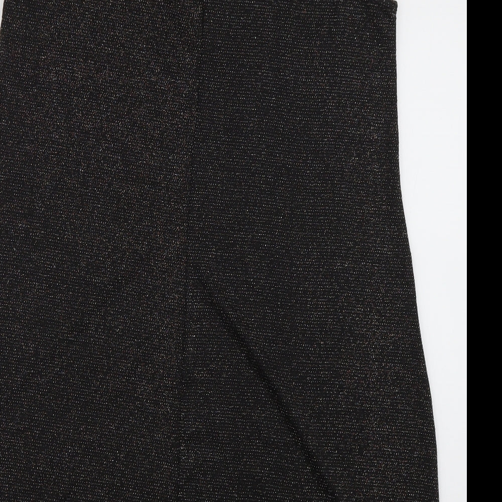 pe&co Womens Black Polyester A-Line Size 12 Halter Pullover - Sparkle