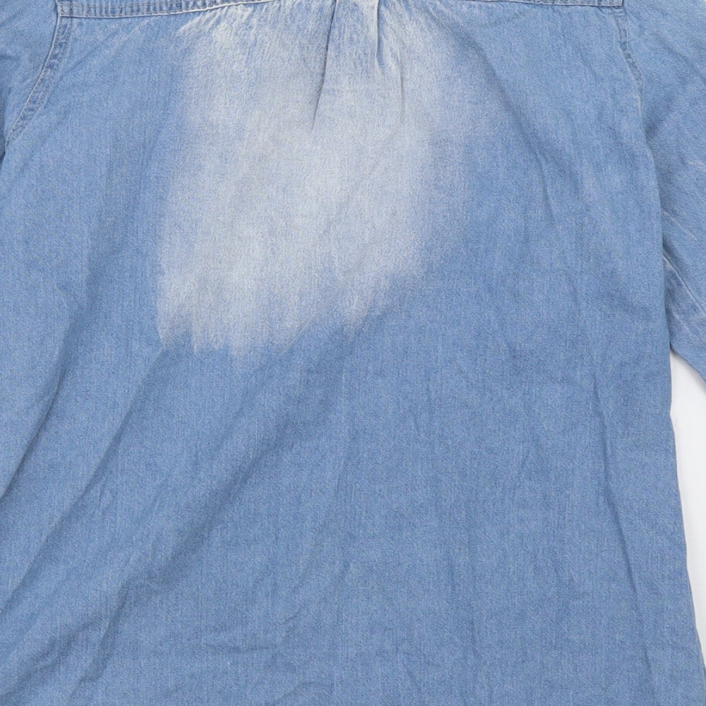 jovonista Womens Blue Cotton Basic Button-Up Size 8 Collared