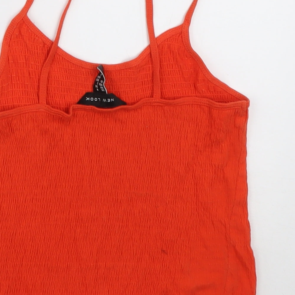 New Look Womens Orange Cotton Cropped Tank Size 6 Square Neck