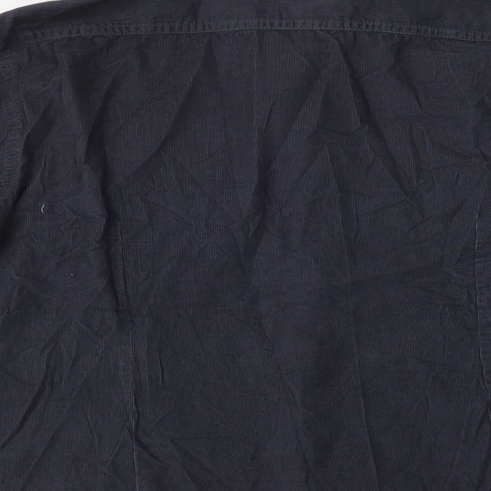 Burton Mens Blue Cotton Button-Up Size L Collared Button