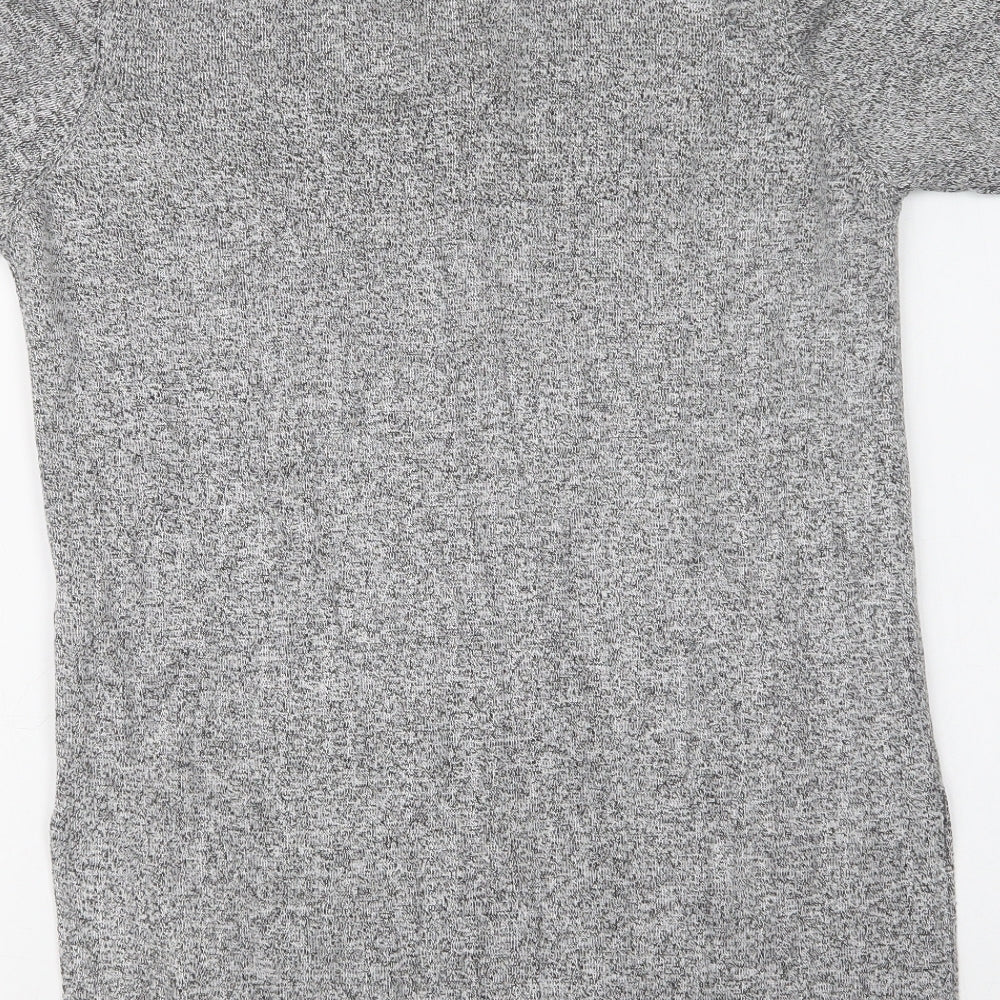 Topshop Womens Grey Viscose Tunic Blouse Size 10 Crew Neck