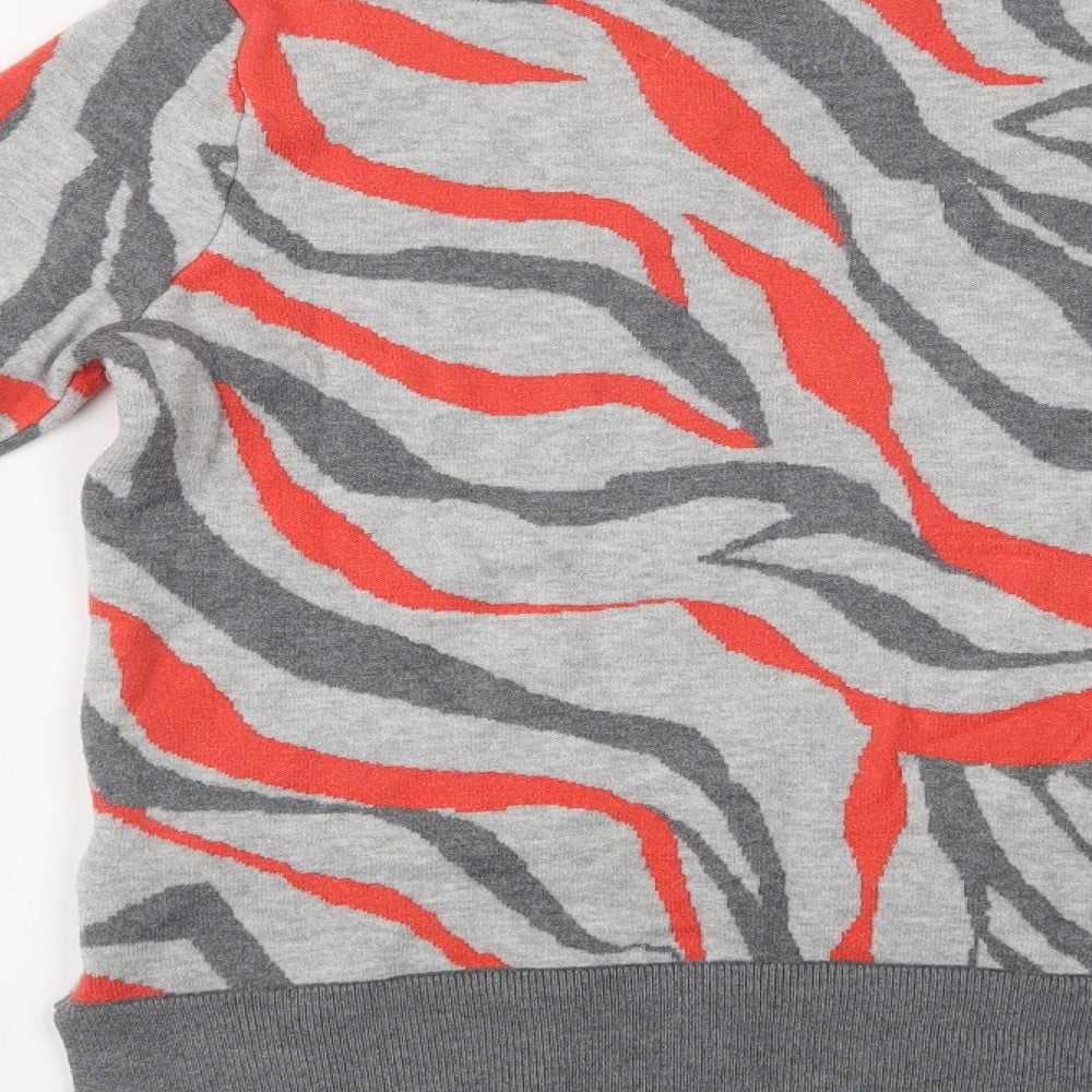 Marks & Spencer Womens Grey Mock Neck Geometric Viscose Pullover Jumper Size S