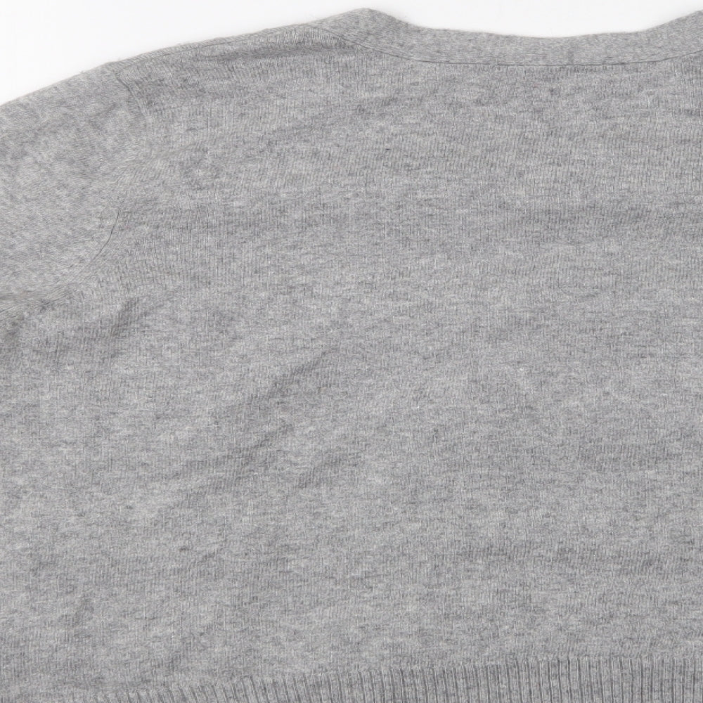 Marks & Spencer Womens Grey Round Neck Polyamide Cardigan Jumper Size 14