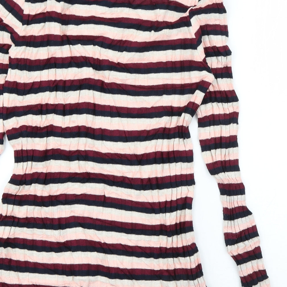 Maison de Nimes Womens Multicoloured High Neck Striped Viscose Pullover Jumper Size 14