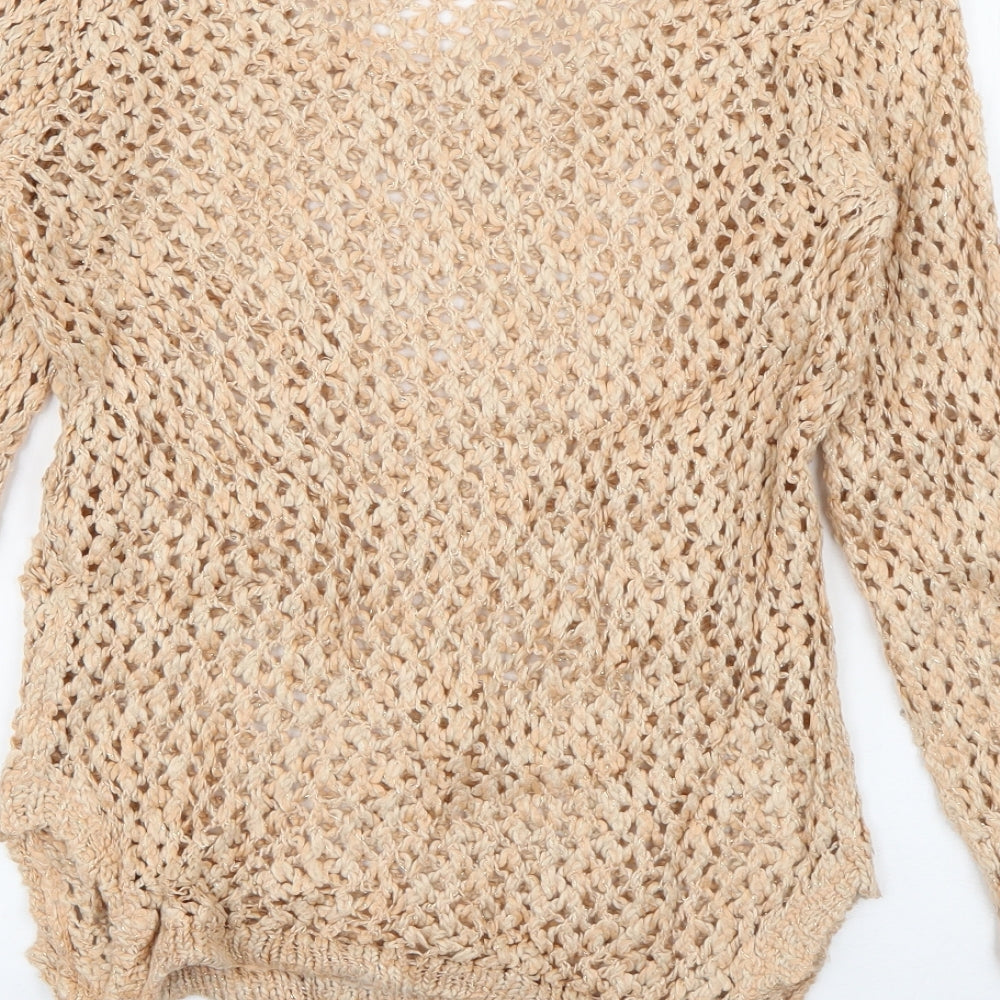 H&M Womens Orange Round Neck Acrylic Pullover Jumper Size XS