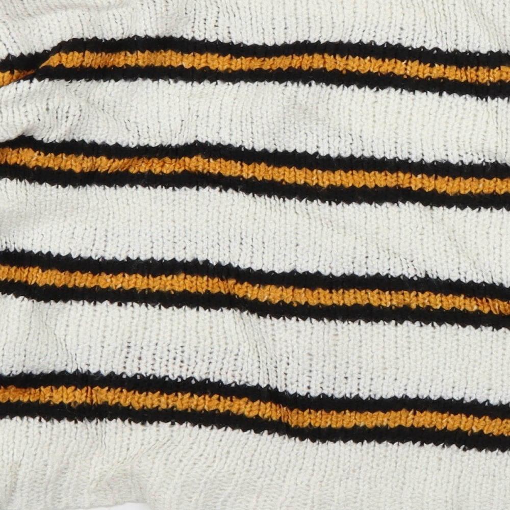 Atmosphere Womens Ivory Crew Neck Striped Acrylic Pullover Jumper Size 4
