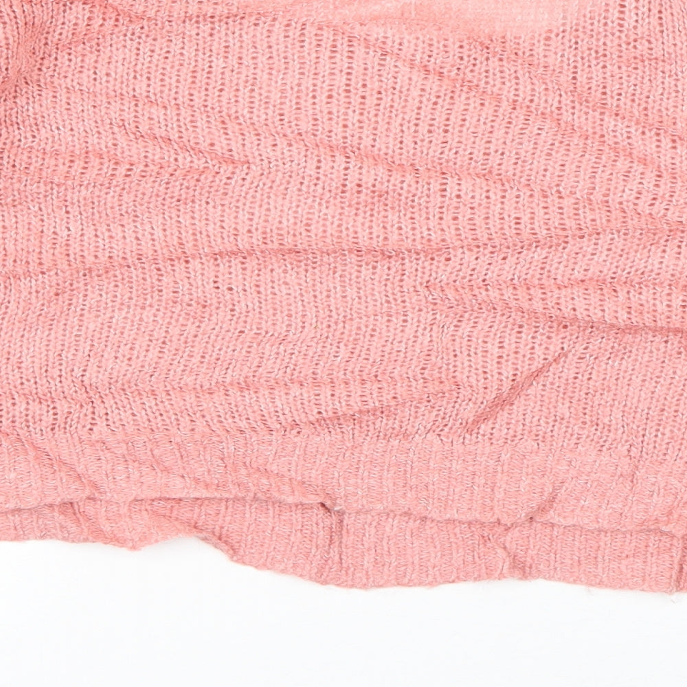 Divided Womens Pink Scoop Neck Acrylic Pullover Jumper Size 10