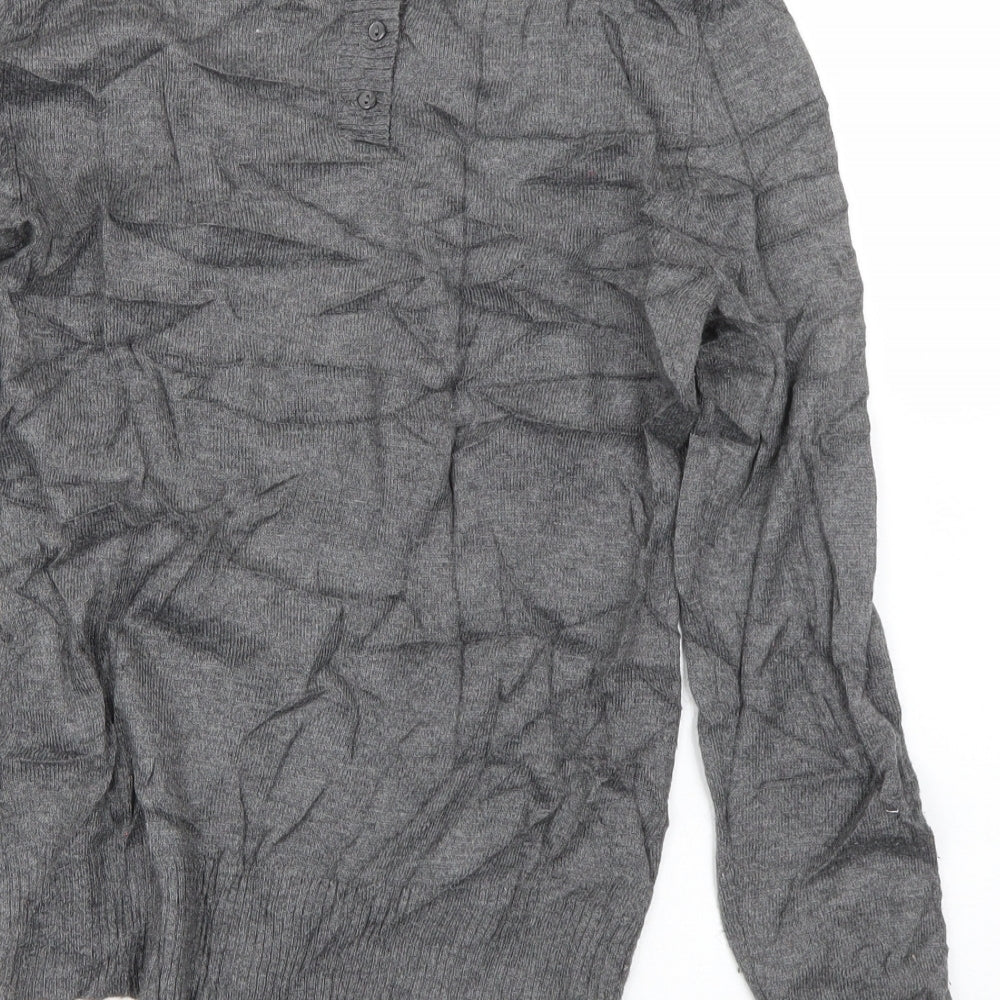 H&M Womens Grey Boat Neck Polyamide Pullover Jumper Size XS