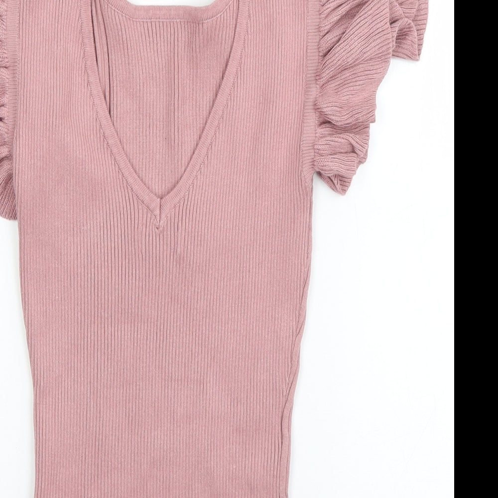 Apricot Womens Pink Boat Neck Viscose Pullover Jumper Size 10 - open back