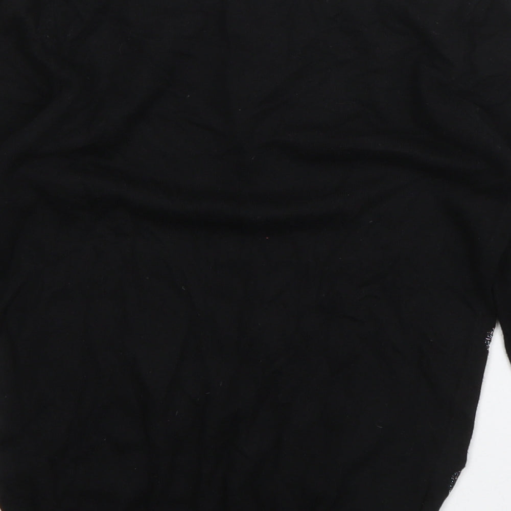 NEXT Womens Black High Neck Geometric Cotton Pullover Jumper Size 6