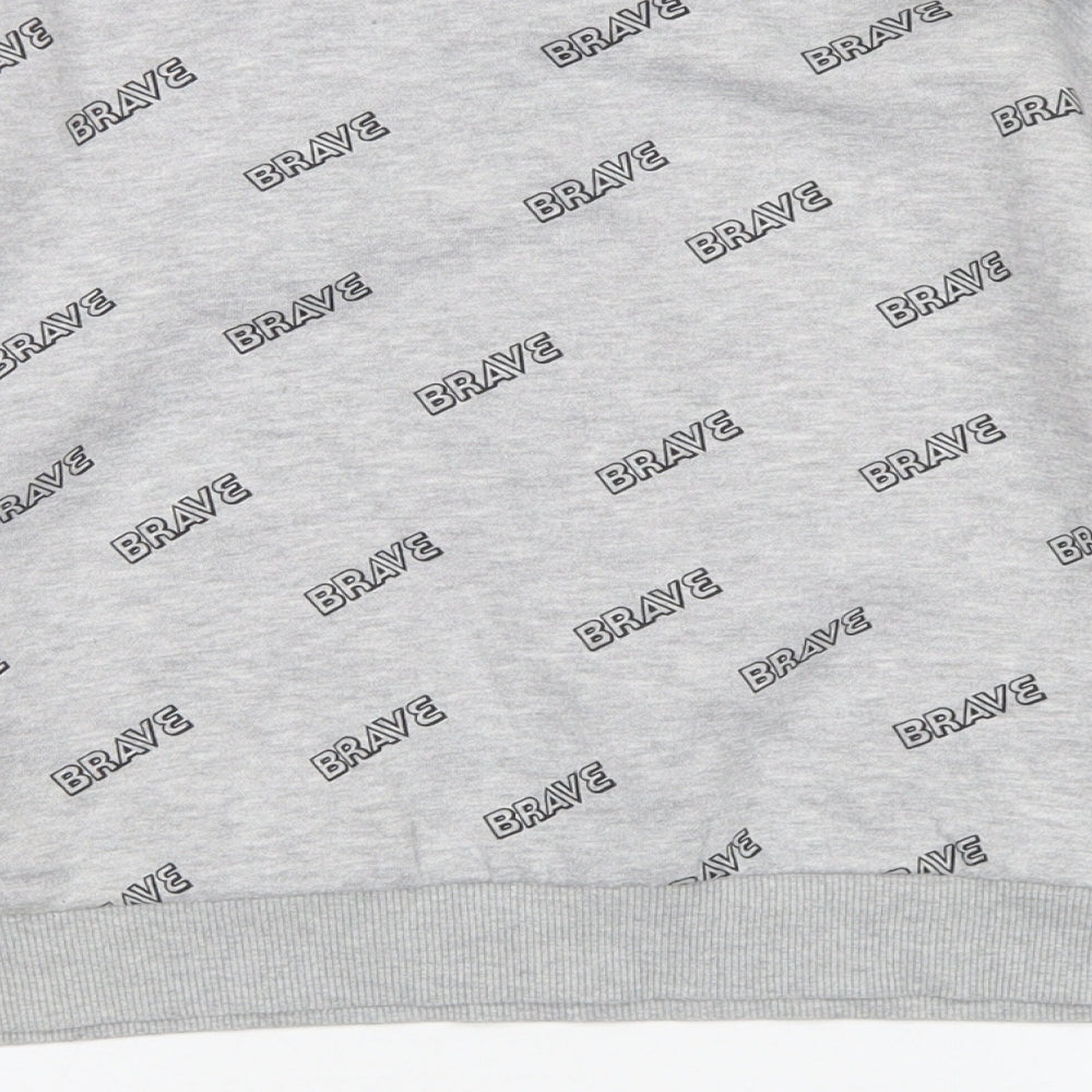 Primark Girls Grey Spotted Cotton Pullover Sweatshirt Size 9-10 Years - Cropped