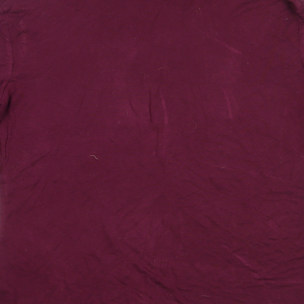 Very Womens Purple Viscose Basic T-Shirt Size 10 Roll Neck