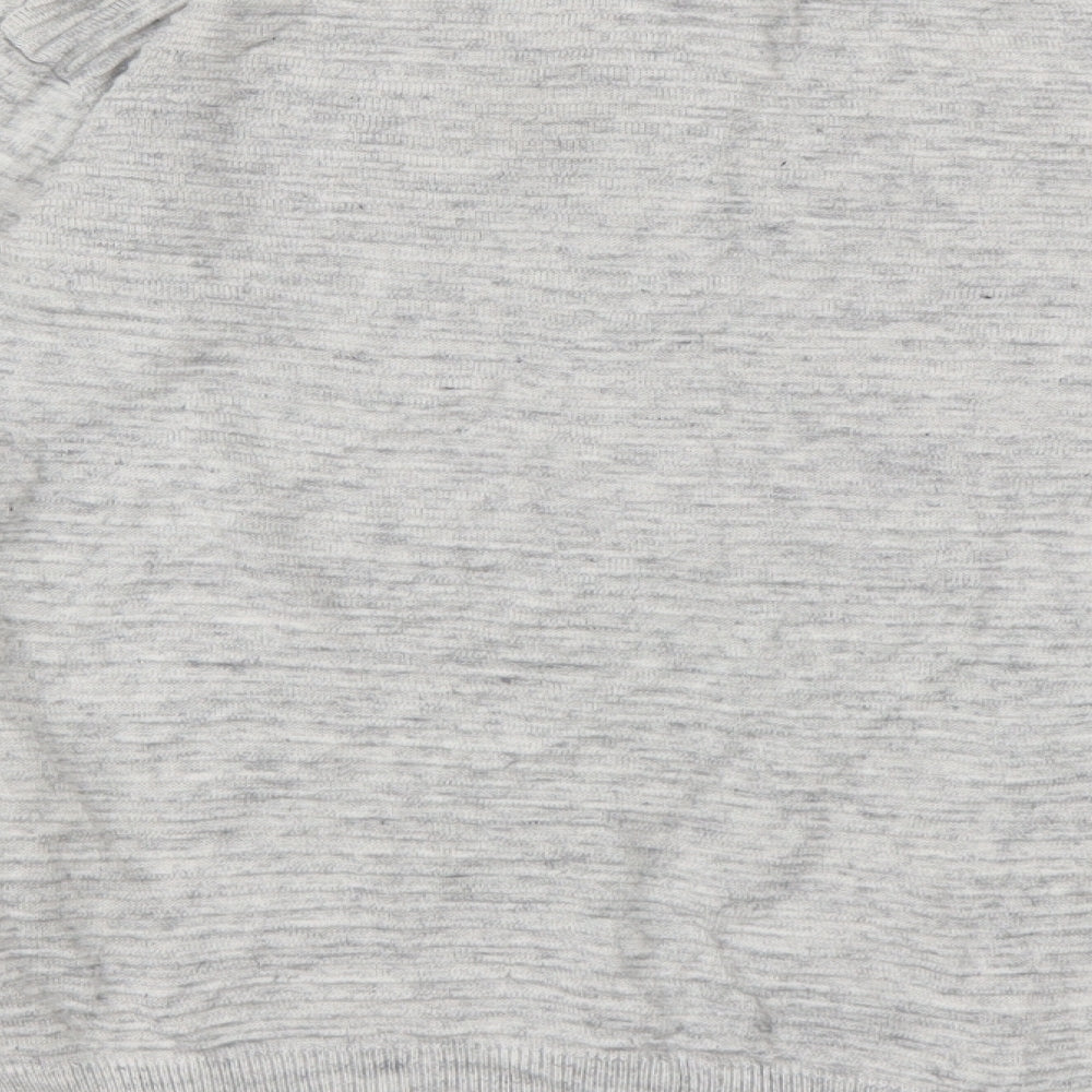 NEXT Womens Grey Crew Neck Striped Viscose Pullover Jumper Size 6