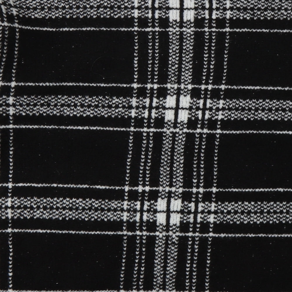 Marks & Spencer Womens Black Crew Neck Check Acrylic Pullover Jumper Size S