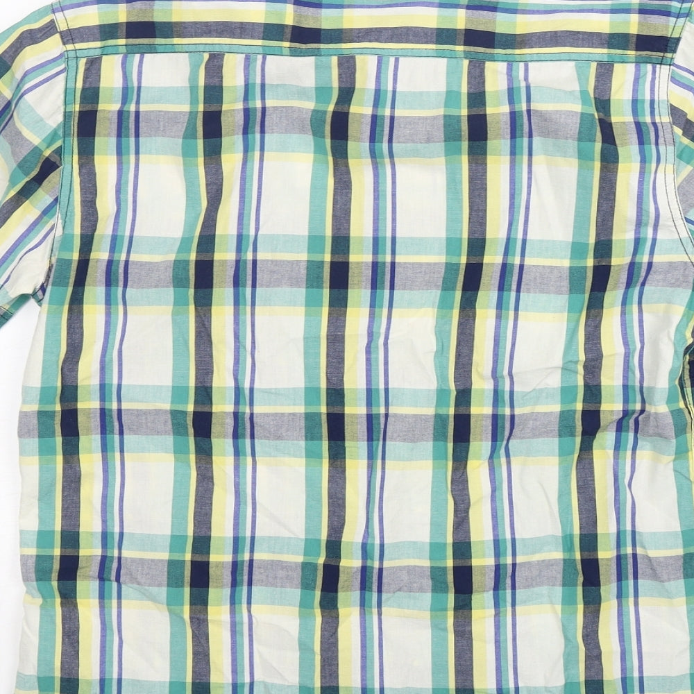 EAST Mens Multicoloured Plaid Cotton Button-Up Size M Collared