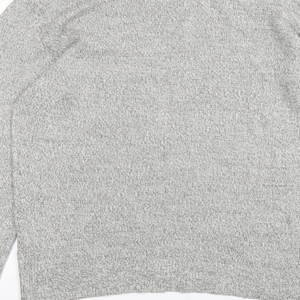 Kensington Mens Grey Mock Neck Acrylic Pullover Jumper Size M