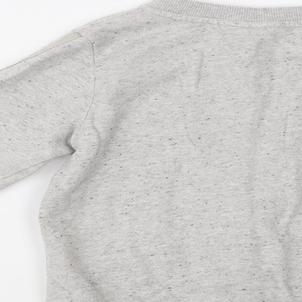 NEXT Girls Grey Striped Cotton Full Zip Sweatshirt Size 9 Years Zip