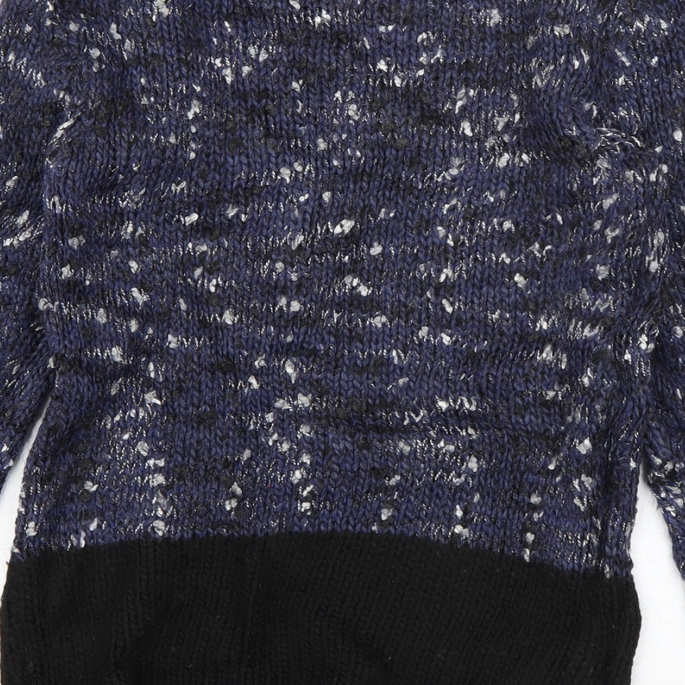 Mango Womens Blue Round Neck Acrylic Pullover Jumper Size S