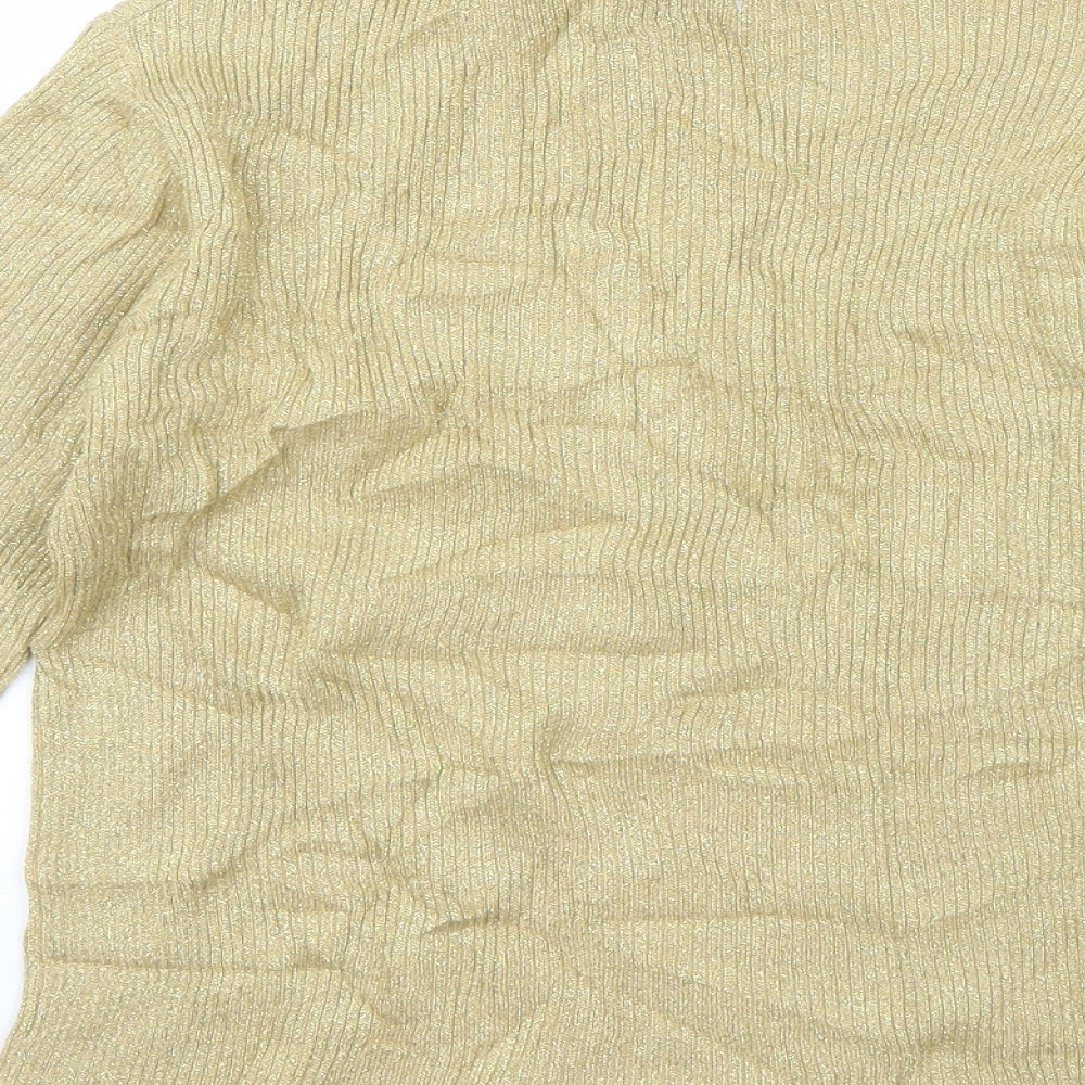 Miss Shop Womens Gold Roll Neck Acrylic Pullover Jumper Size 12