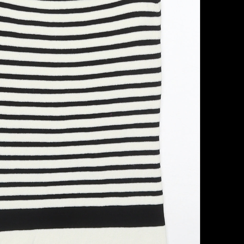 Coast Womens White Roll Neck Striped Viscose Vest Jumper Size 8 - Black