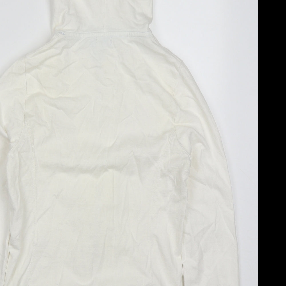 Stradivarius Womens White Cotton Full Zip Hoodie Size S Zip - High Five