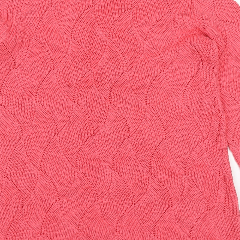 Charter Club Womens Pink Round Neck Cotton Pullover Jumper Size S