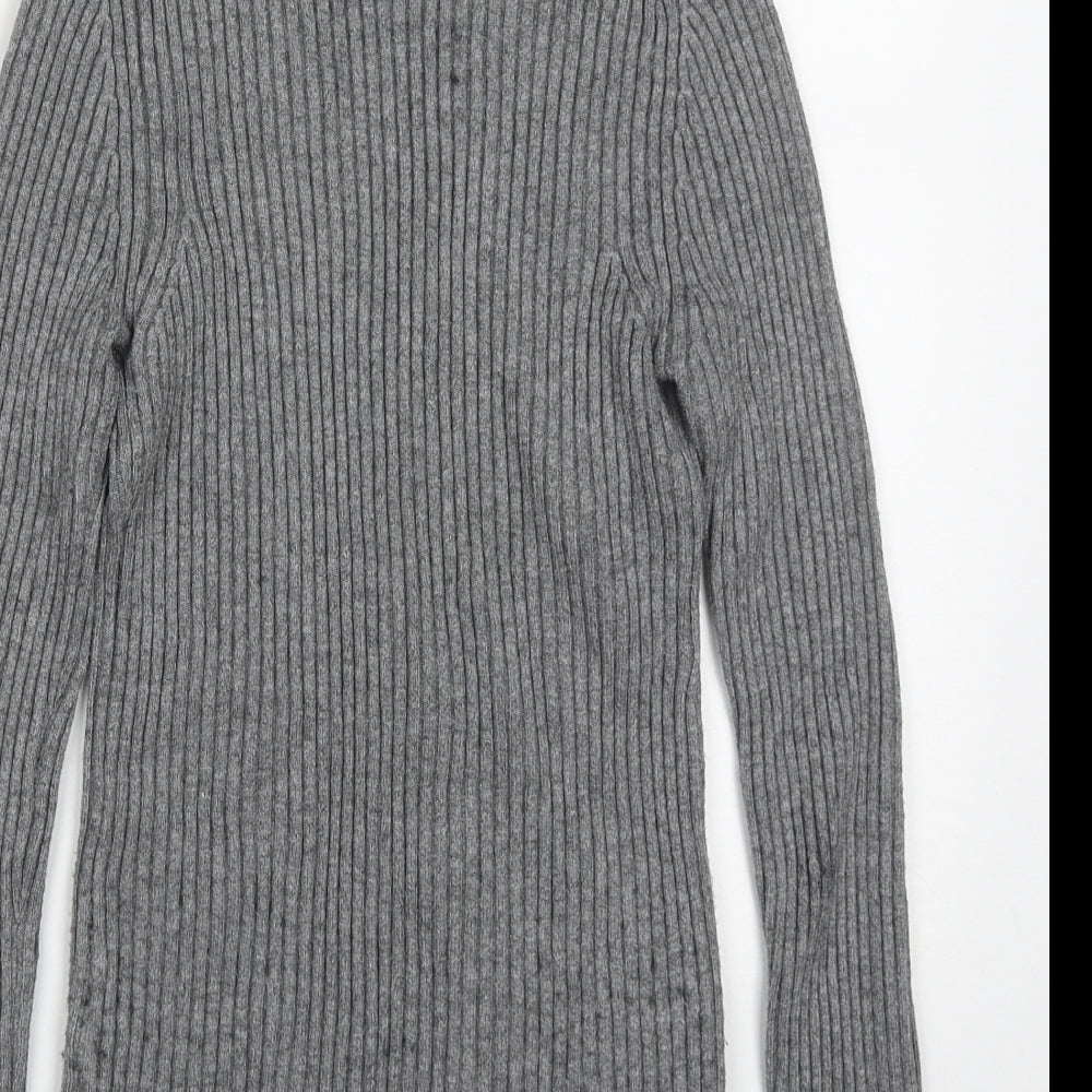 Just Be You Womens Grey Roll Neck Viscose Pullover Jumper Size S