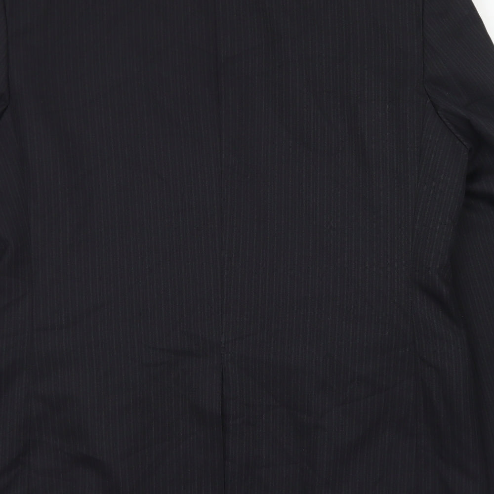 George Mens Black Striped Polyester Jacket Blazer Size 40