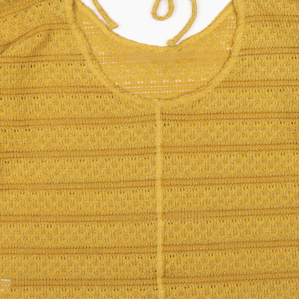 NEXT Womens Yellow Round Neck Polyester Pullover Jumper Size 14