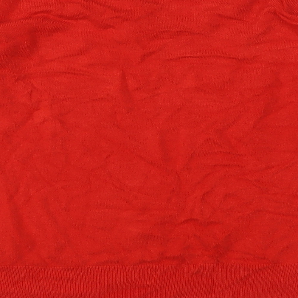 Marks & Spencer Womens Red V-Neck Acrylic Pullover Jumper Size 14