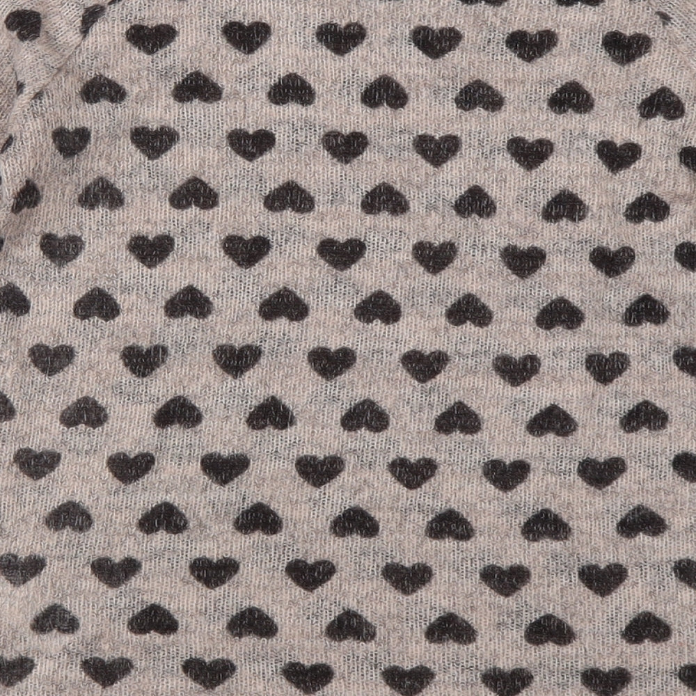 New Look Womens Pink Geometric Acrylic Pullover Sweatshirt Size 8 Pullover - Heart pattern
