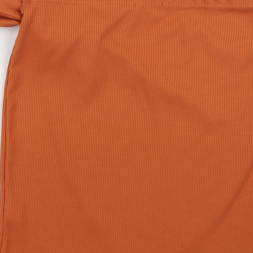 PRETTYLITTLETHING Womens Orange Polyester A-Line Skirt Size 12