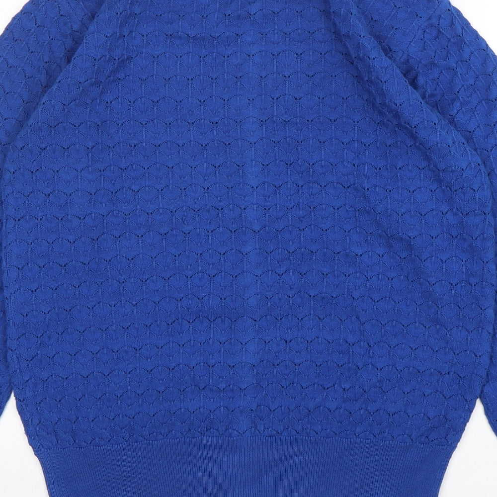 Lily Ella Womens Blue V-Neck Cardigan Jumper Size S