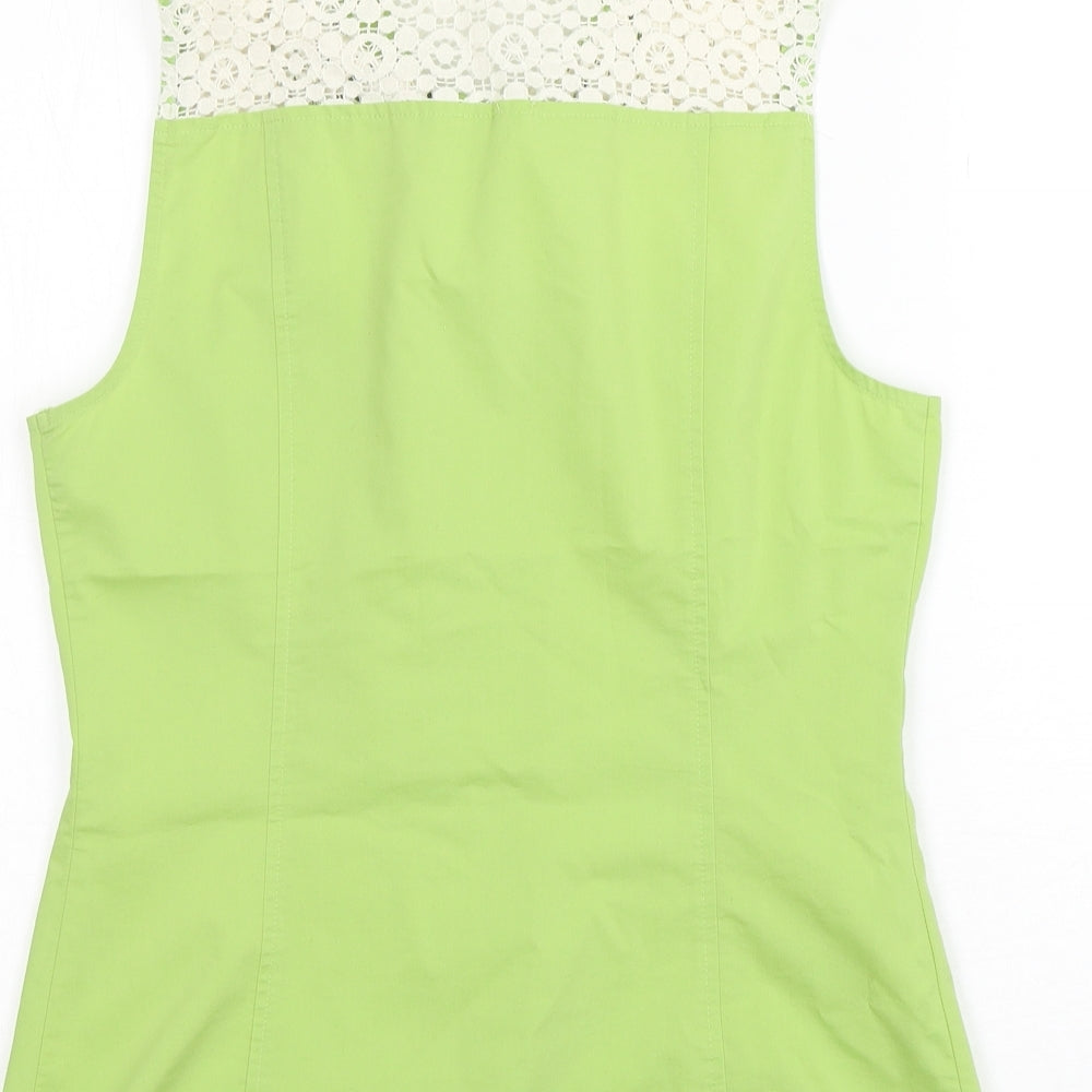 NEXT Womens Green Floral Cotton Basic Button-Up Size 12 Collared
