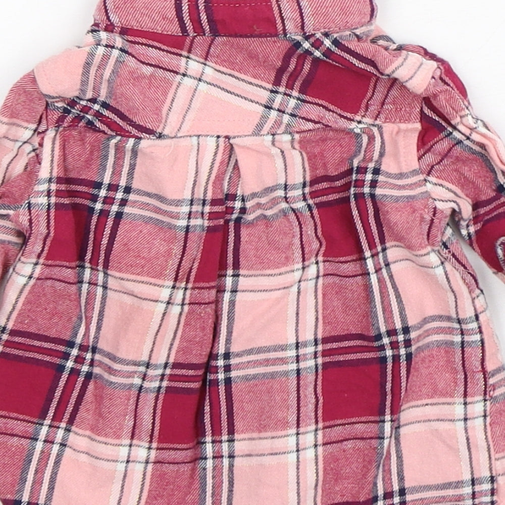 Primark Girls Pink Plaid Basic Button-Up Size 6-9 Months Collared