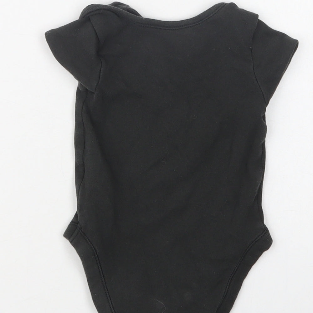 George Baby Black Cotton Romper One-Piece Size 6-9 Months Snap - Trouble