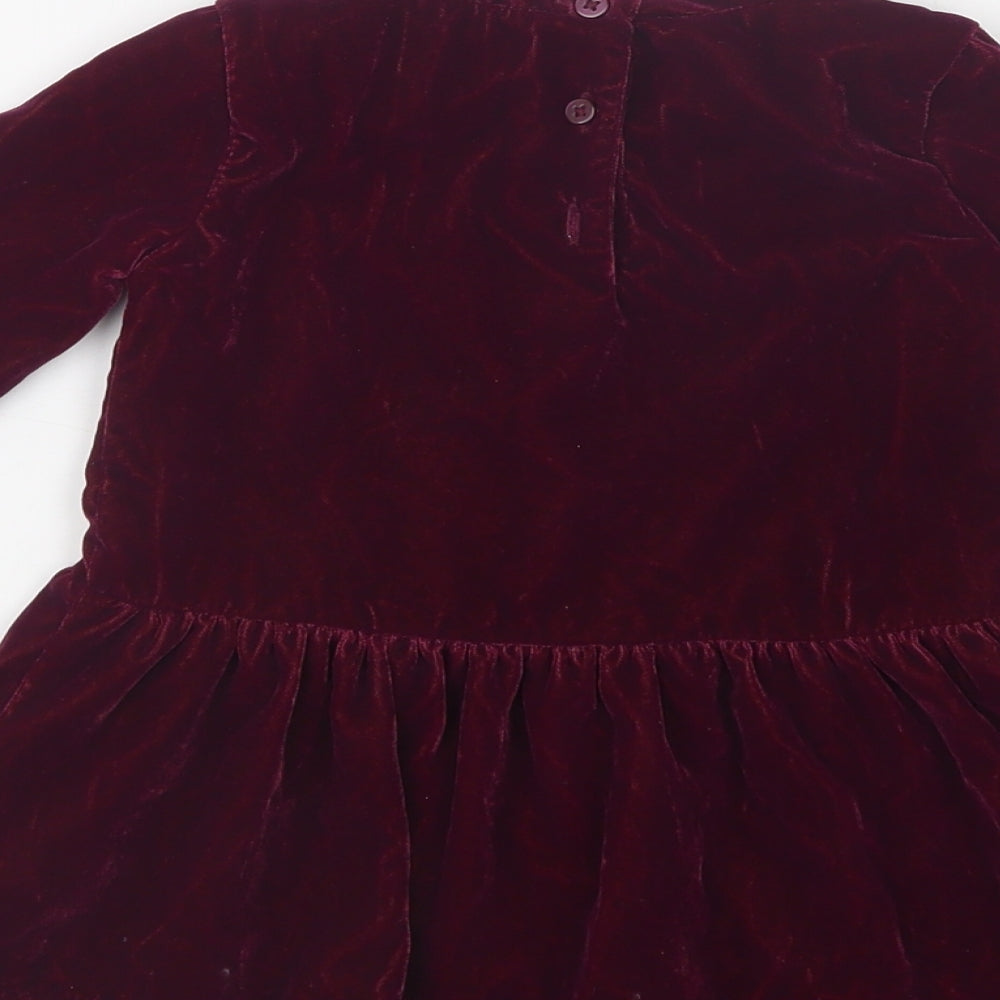 Gymboree Baby Purple Polyester A-Line Size 12-18 Months Crew Neck Button