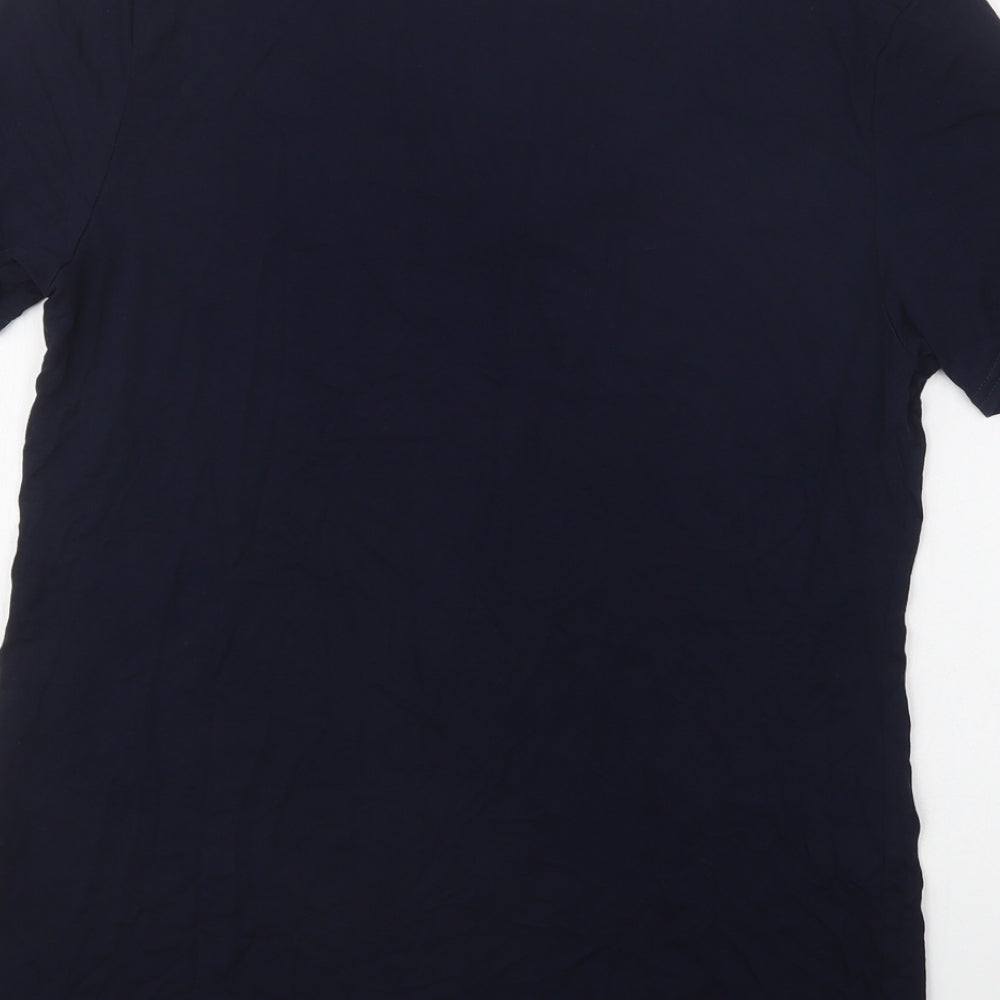 Wellworth Womens Blue Viscose Basic T-Shirt Size M V-Neck
